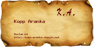 Kopp Aranka névjegykártya